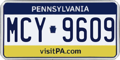 PA license plate MCY9609