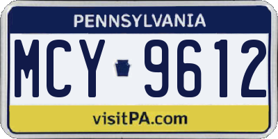 PA license plate MCY9612