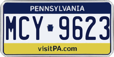 PA license plate MCY9623
