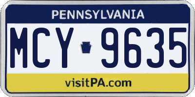PA license plate MCY9635