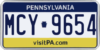 PA license plate MCY9654