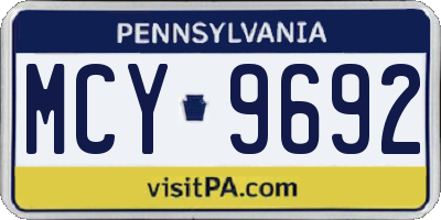 PA license plate MCY9692