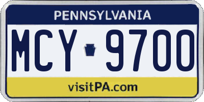 PA license plate MCY9700