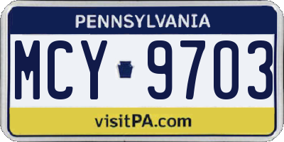 PA license plate MCY9703