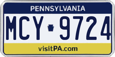 PA license plate MCY9724