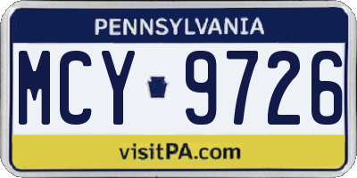 PA license plate MCY9726