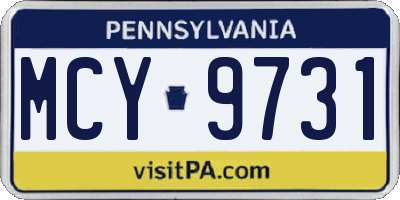 PA license plate MCY9731