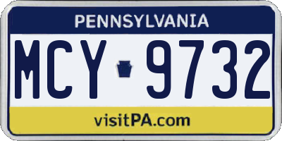 PA license plate MCY9732
