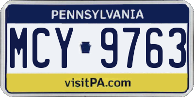 PA license plate MCY9763