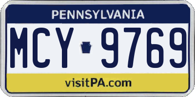 PA license plate MCY9769