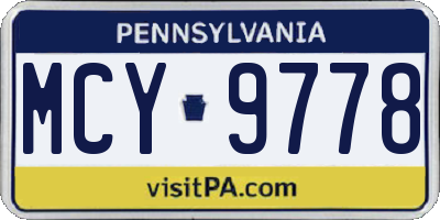 PA license plate MCY9778