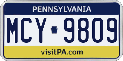 PA license plate MCY9809