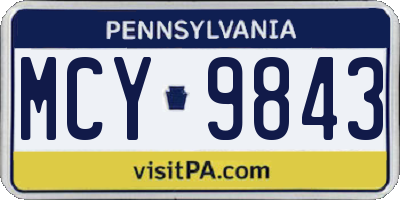 PA license plate MCY9843