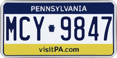 PA license plate MCY9847