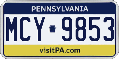 PA license plate MCY9853