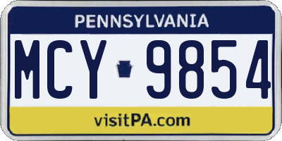 PA license plate MCY9854