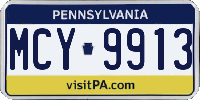 PA license plate MCY9913