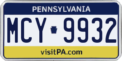 PA license plate MCY9932