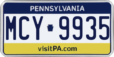 PA license plate MCY9935