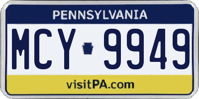 PA license plate MCY9949