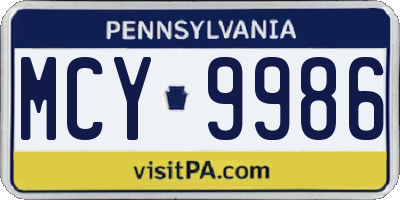 PA license plate MCY9986