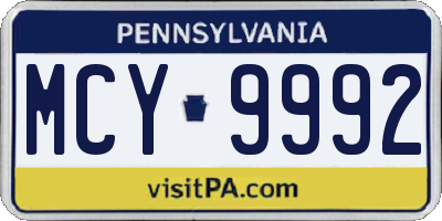 PA license plate MCY9992