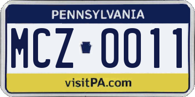 PA license plate MCZ0011