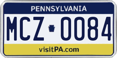 PA license plate MCZ0084