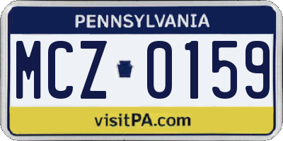 PA license plate MCZ0159