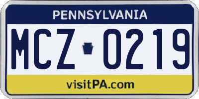 PA license plate MCZ0219