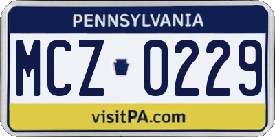 PA license plate MCZ0229