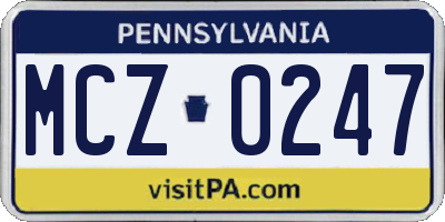 PA license plate MCZ0247