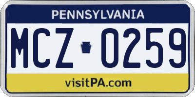 PA license plate MCZ0259