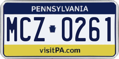 PA license plate MCZ0261