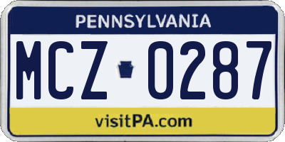 PA license plate MCZ0287