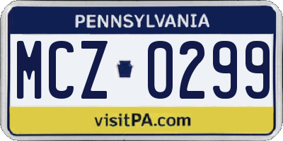 PA license plate MCZ0299