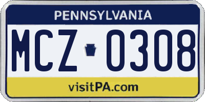 PA license plate MCZ0308