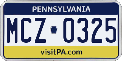 PA license plate MCZ0325