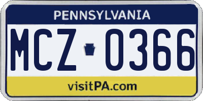 PA license plate MCZ0366