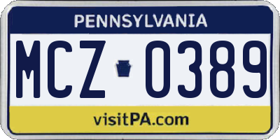 PA license plate MCZ0389