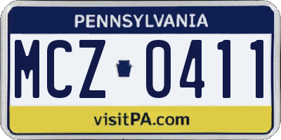 PA license plate MCZ0411