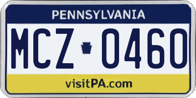PA license plate MCZ0460