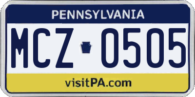PA license plate MCZ0505
