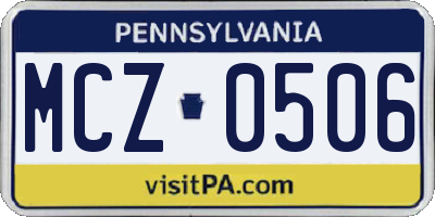 PA license plate MCZ0506