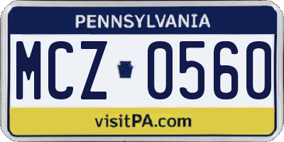PA license plate MCZ0560