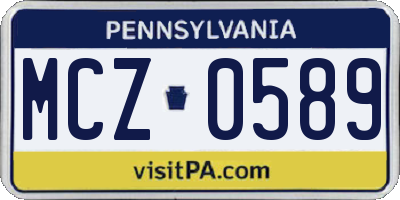 PA license plate MCZ0589