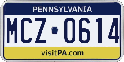PA license plate MCZ0614