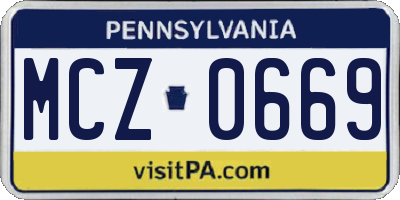 PA license plate MCZ0669