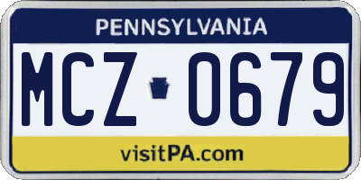 PA license plate MCZ0679