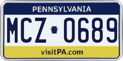 PA license plate MCZ0689